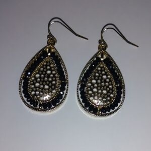 Elegant Gold and Black Teardrop Earrings